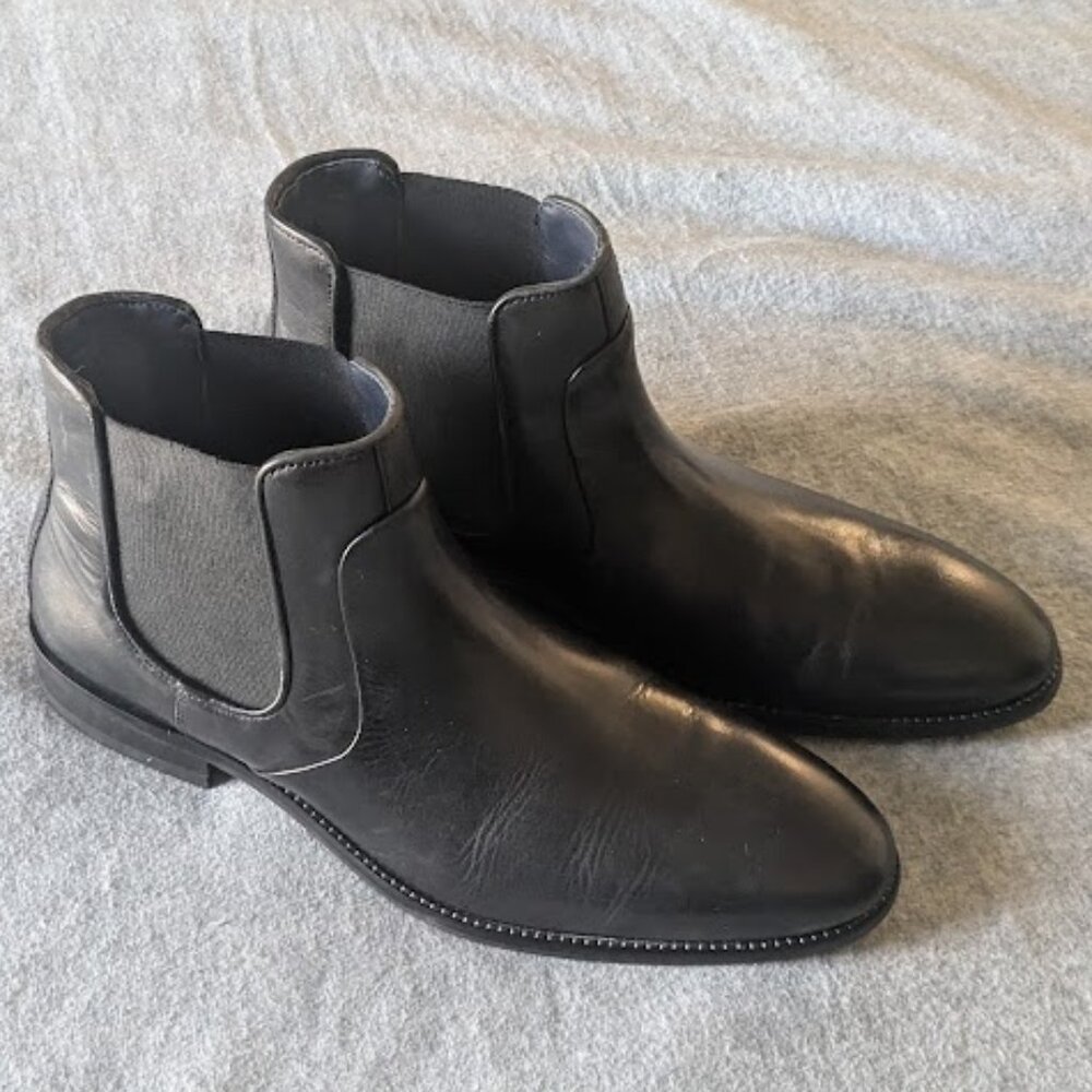 Johnston & Murphy Stockton Leather Chelsea Boots - Black - Sz US 10.5